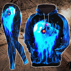 Light Blue Skull Artwork Combo Hoodie and Leggings - Wonder Skull