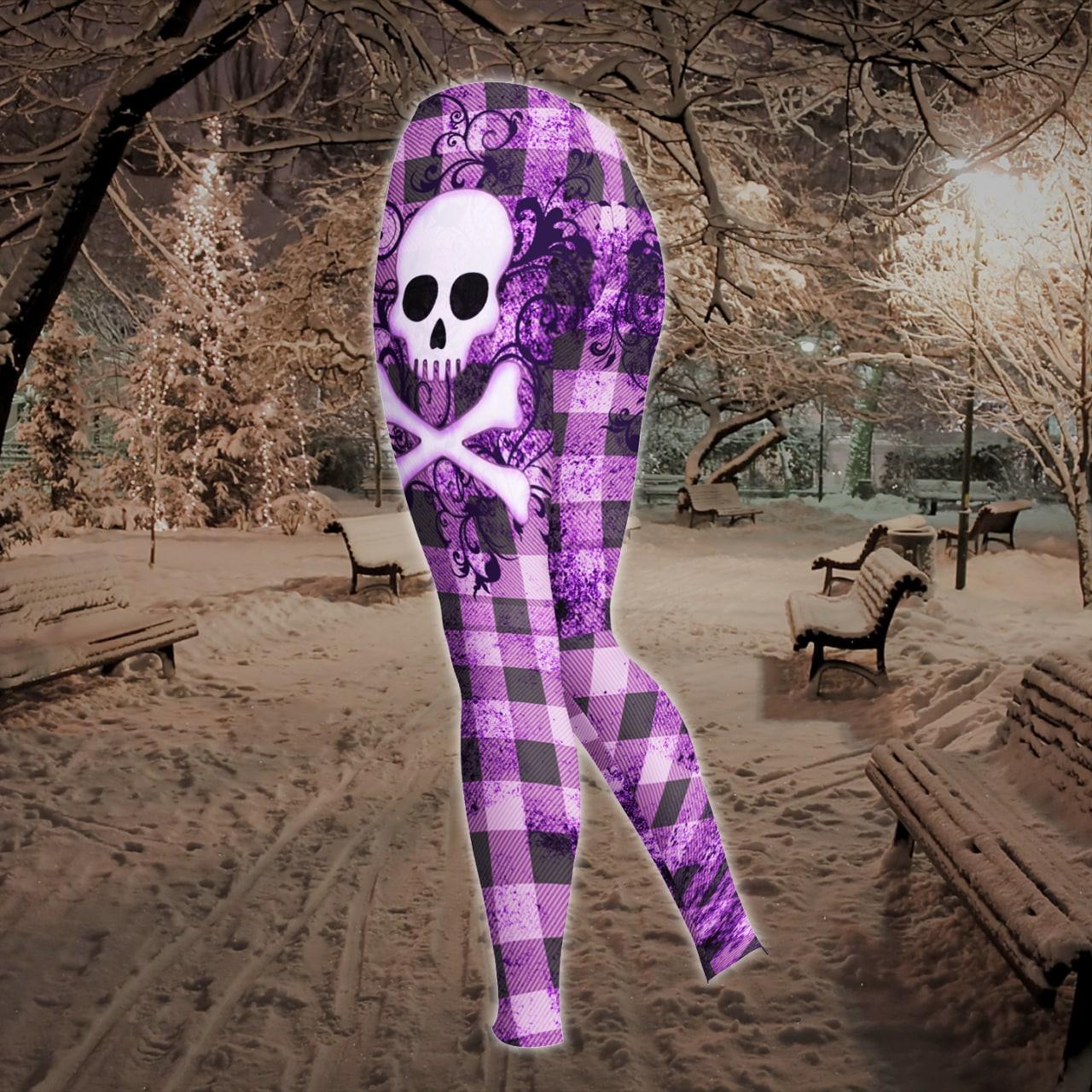 Violet Skull Cross Bone Combo Hoodie and Leggings - Wonder Skull