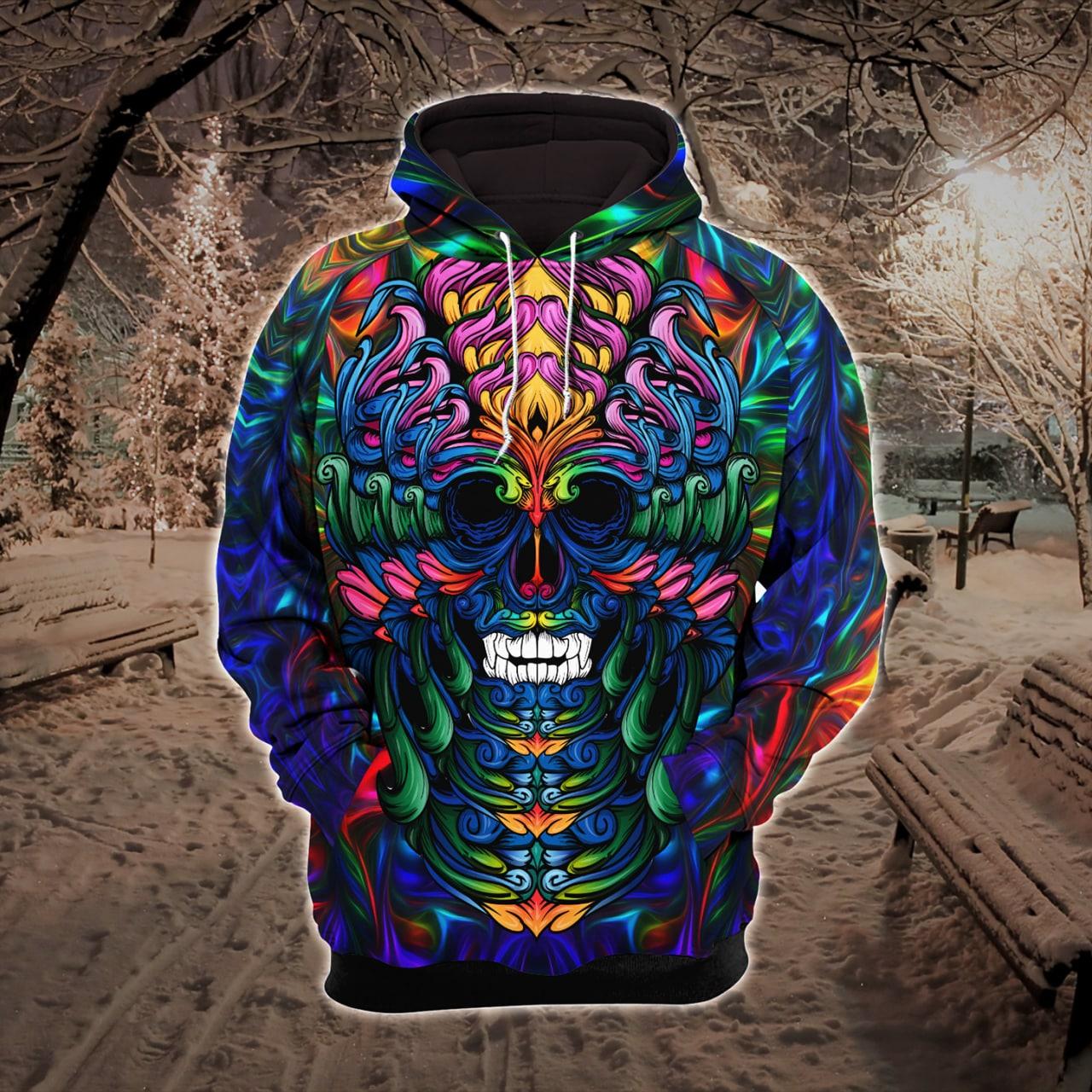 Abtract Gradient Skull Combo Hoodie and Leggings - Wonder Skull