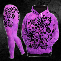 Violet Pink Gothic Skull Combo Hoodie and Leggings - Wonder Skull
