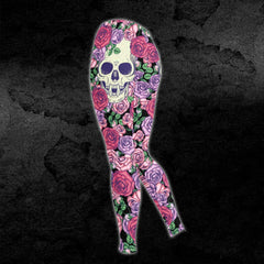 Pink Flower Rose Skull Combo Hoodie and Leggings - Wonder Skull