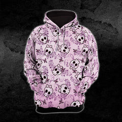 Pink Pastel Cute Skull Pattern Combo Hoodie and Leggings - Wonder Skull