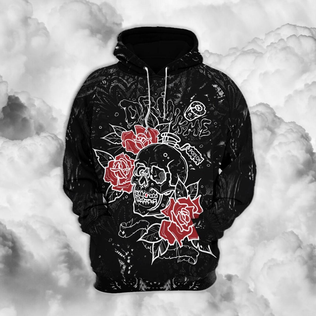 Gothic Skull Rose Combo Hoodie and Leggings - Wonder Skull