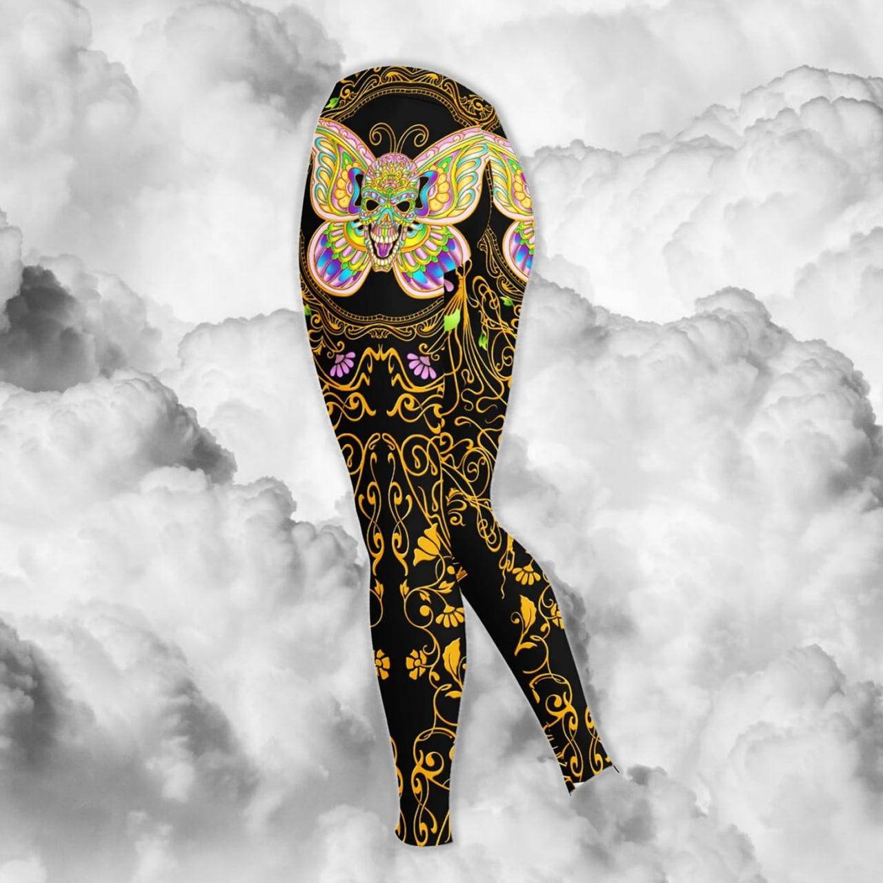 Mandala Golden Butterfly Skull Combo Hoodie and Leggings - Wonder Skull