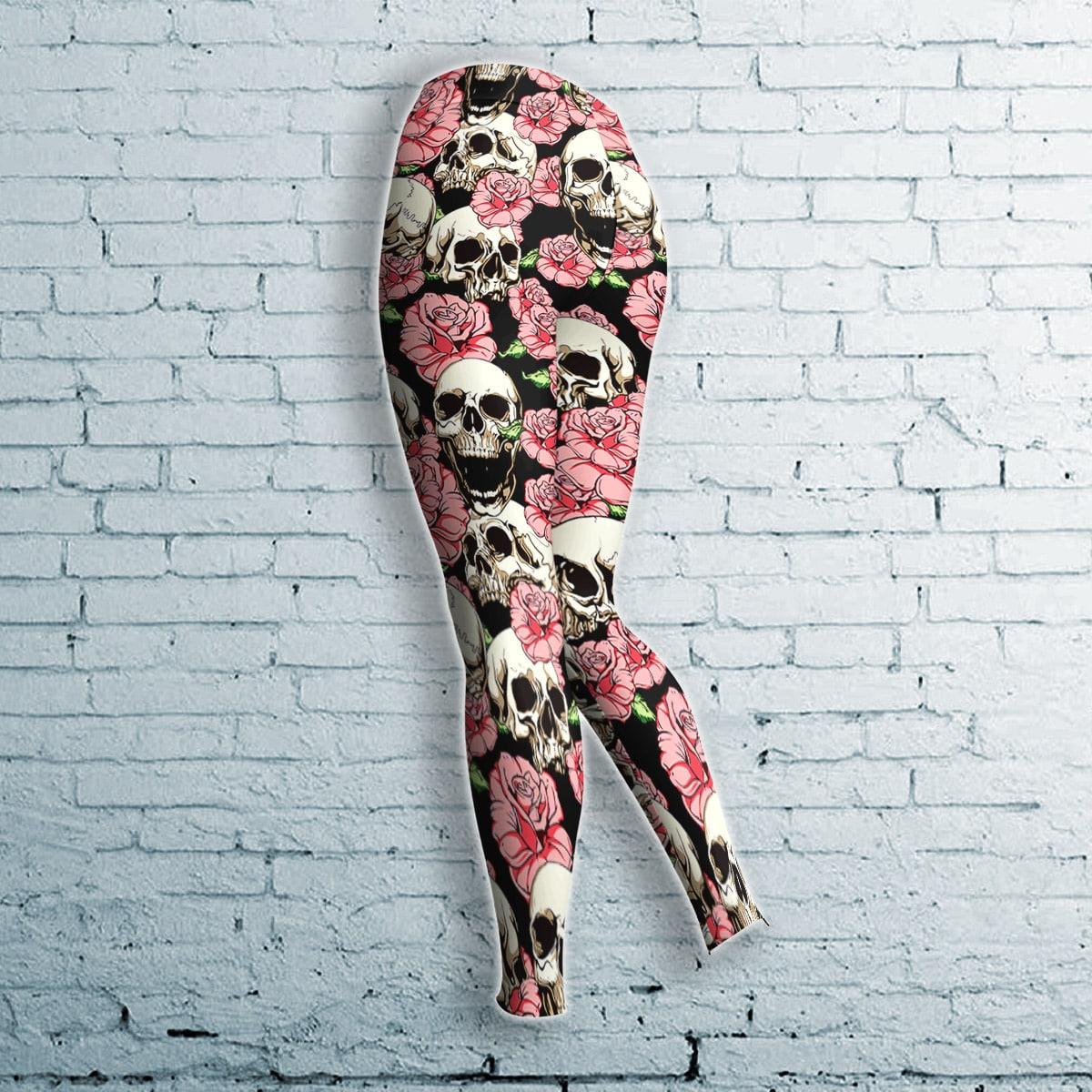 Flower Skull Combo Long Hoodie and Leggings - Wonder Skull