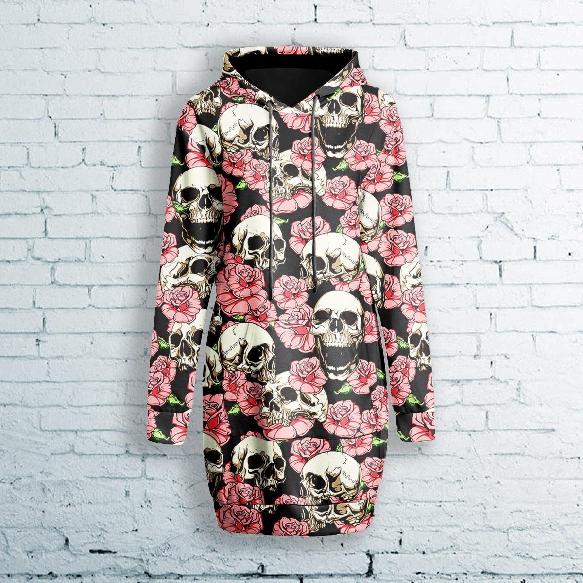 Flower Skull Combo Long Hoodie and Leggings - Wonder Skull