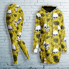Sunflower Skull Combo Long Hoodie and Leggings - Wonder Skull