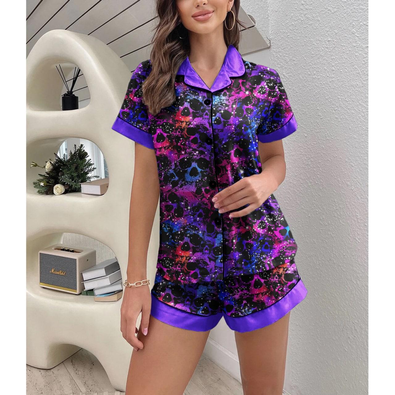 Skull Galaxy Sexy Pajama Sets With Short Sleeve - Wonder Skull