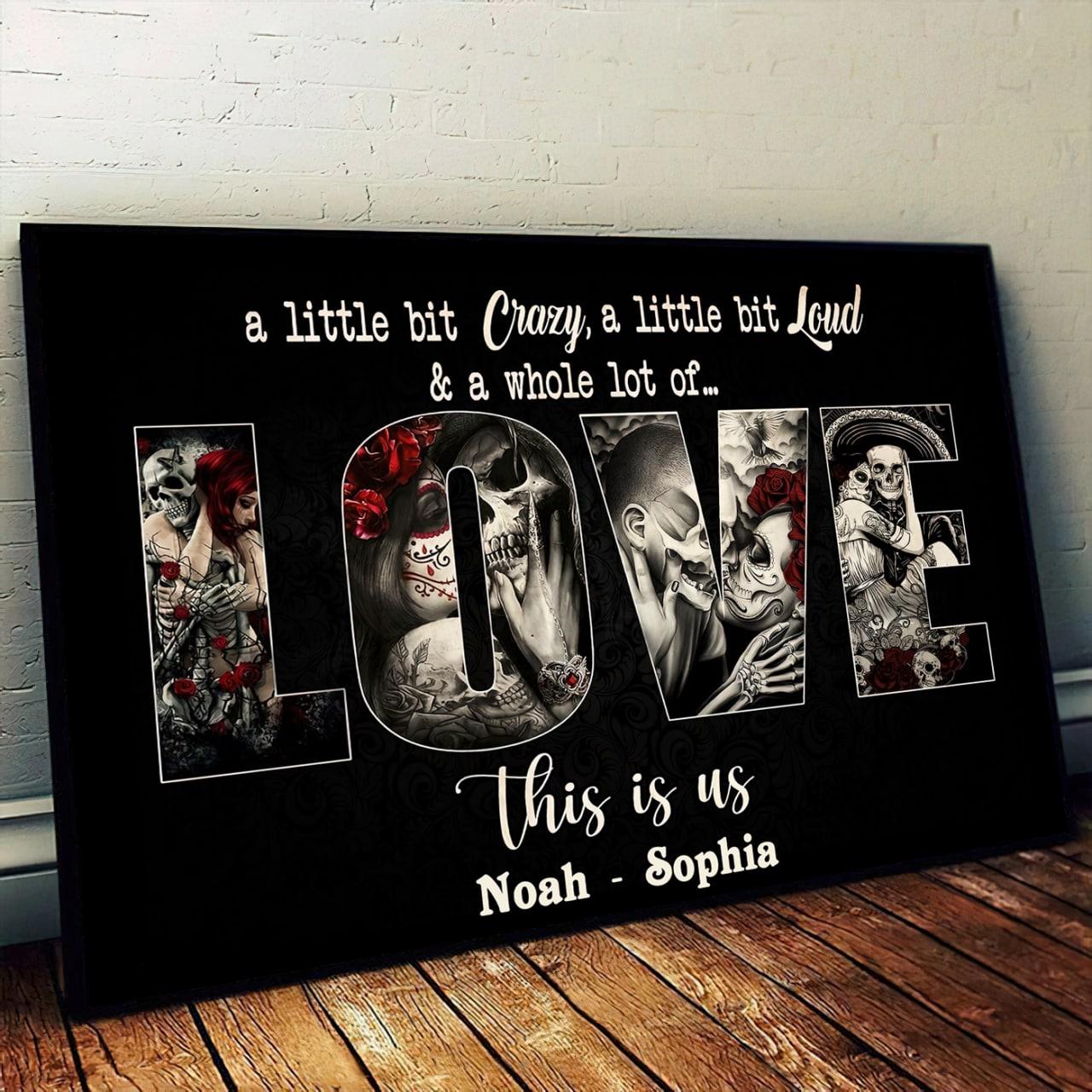 Gothic Skull Personalized Canvas, Gift For Couples | Wonder Skull