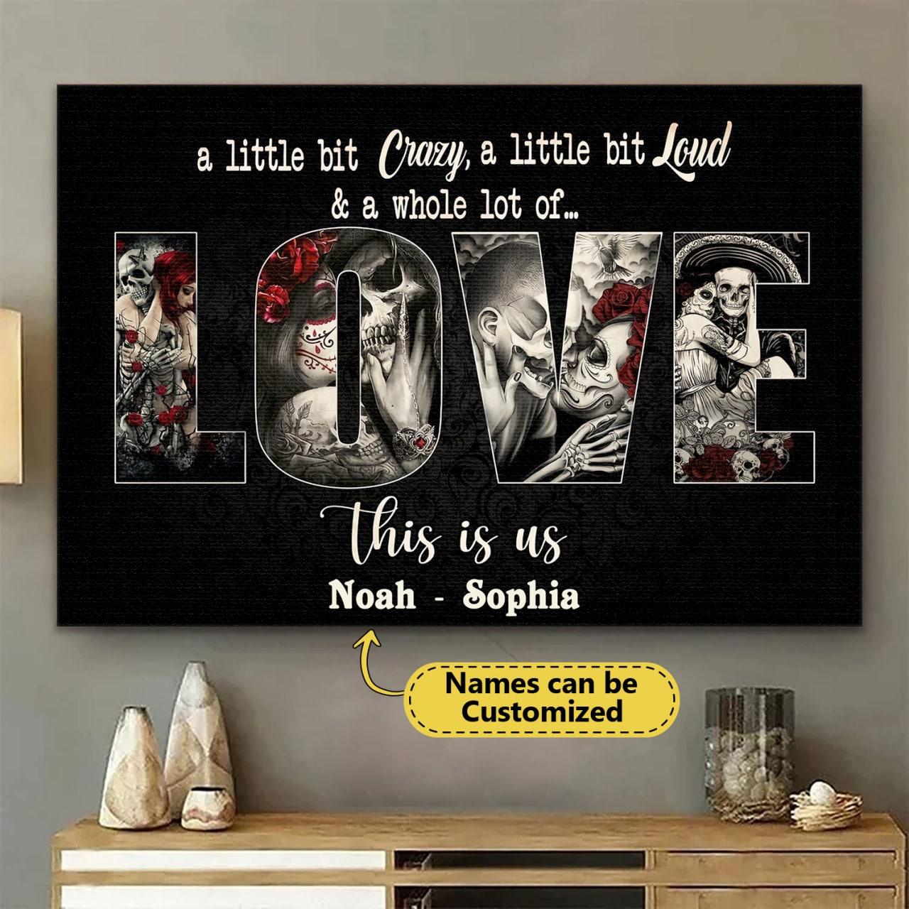 Gothic Skull Personalized Canvas, Gift For Couples | Wonder Skull