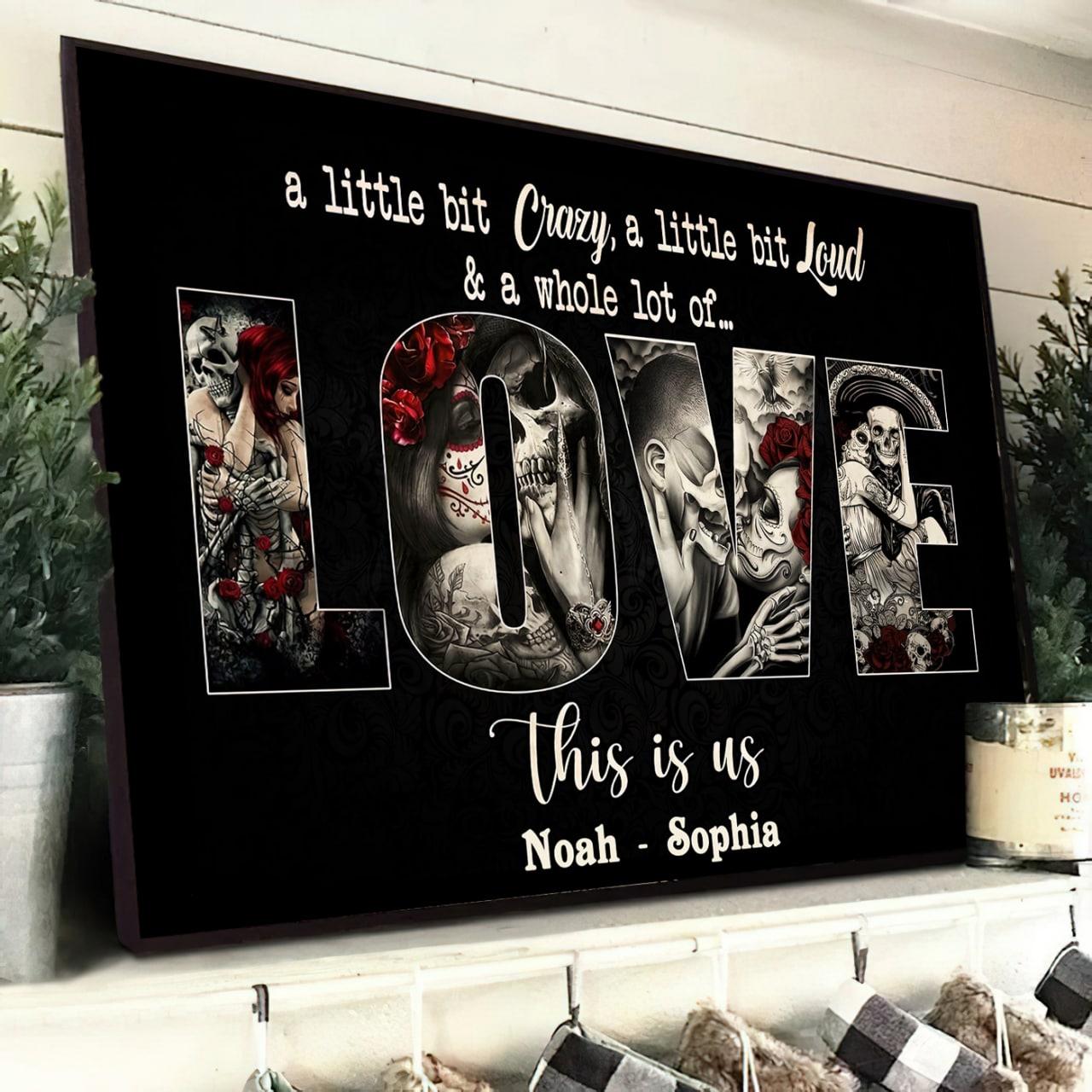 Gothic Skull Personalized Canvas, Gift For Couples | Wonder Skull