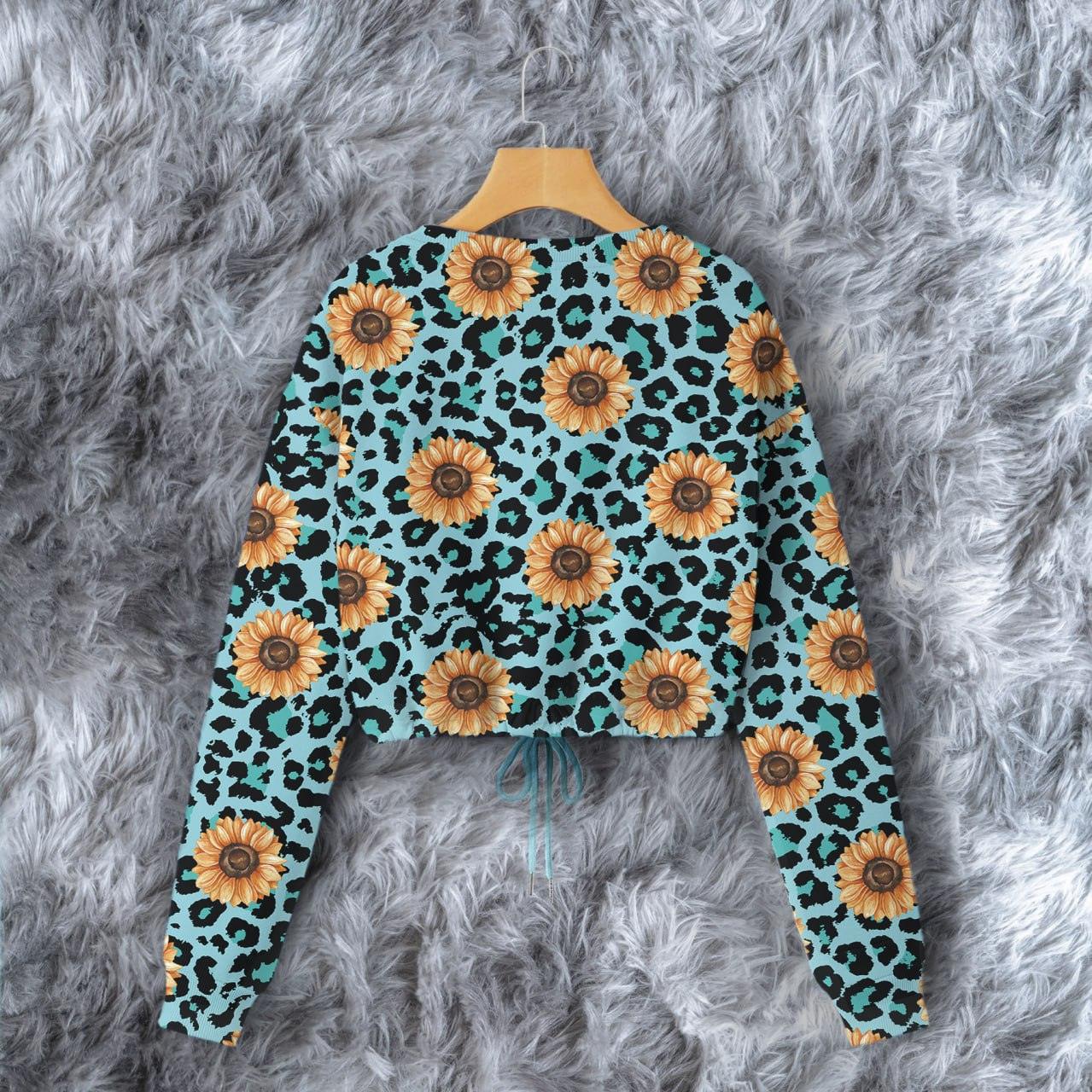 Sunflower Leopard Combo Long Sleeve Sweatshirt and Leggings - Wonder Skull