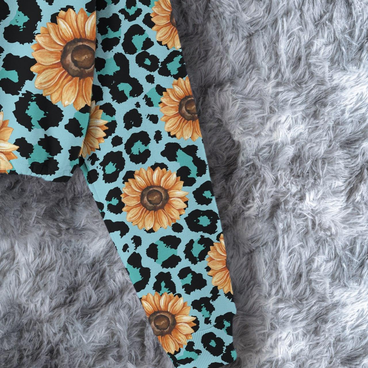 Sunflower Leopard Combo Long Sleeve Sweatshirt and Leggings - Wonder Skull