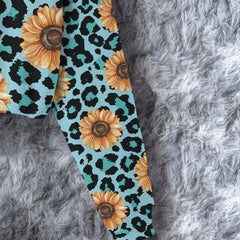 Sunflower Leopard Combo Long Sleeve Sweatshirt and Leggings - Wonder Skull