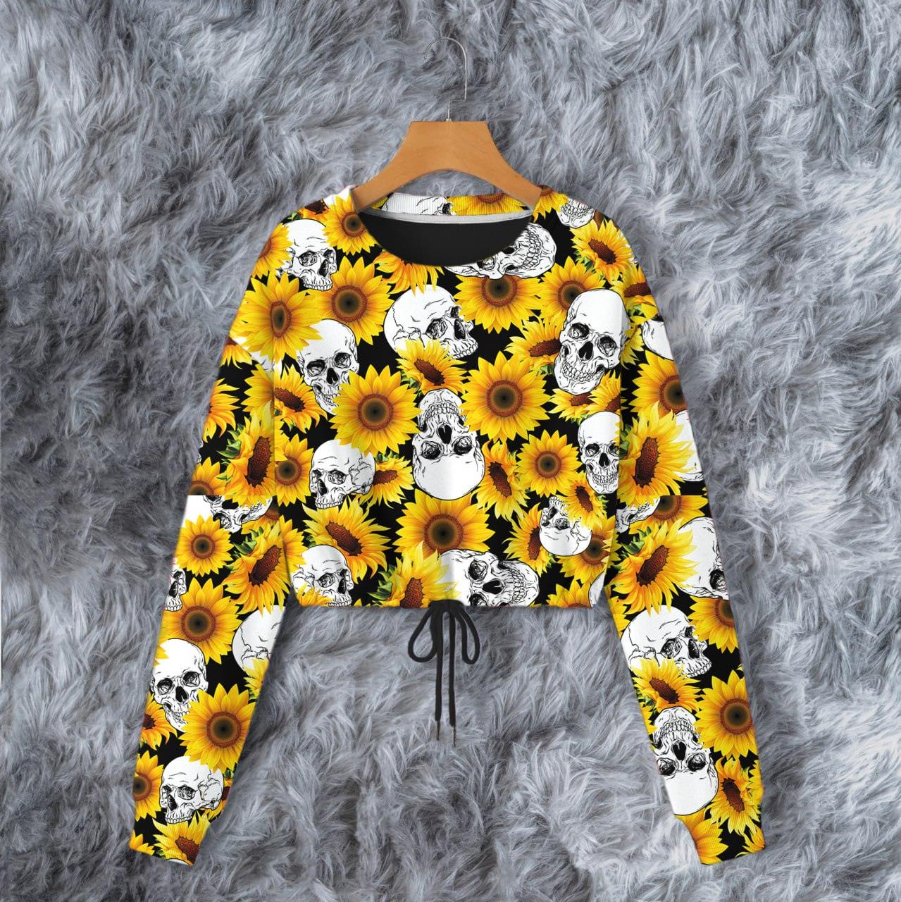 Sunflower Skull Combo Long Sleeve Sweatshirt and Leggings - Wonder Skull