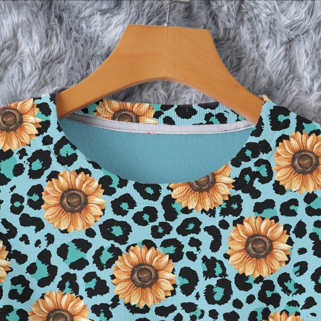 Sunflower Leopard Combo Long Sleeve Sweatshirt and Leggings - Wonder Skull