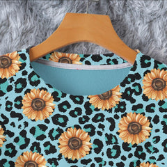 Sunflower Leopard Combo Long Sleeve Sweatshirt and Leggings - Wonder Skull