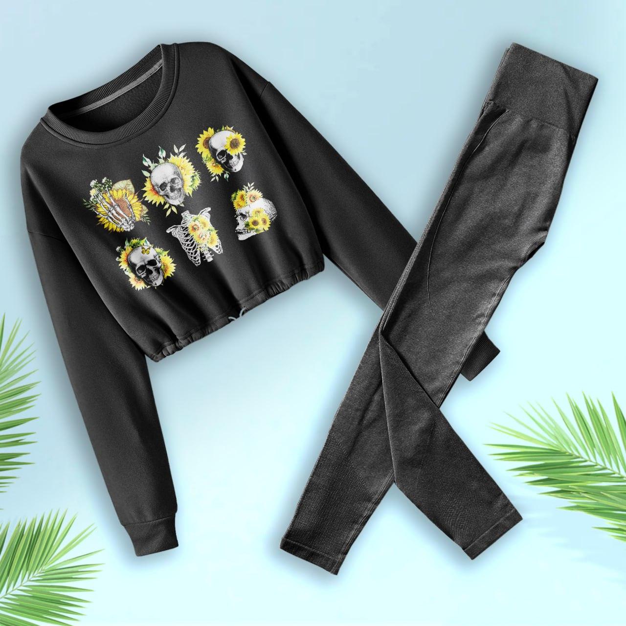 Skeleton Skull Gothic Combo Long Sleeve Sweatshirt and Leggings - Wonder Skull