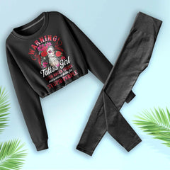 Warning Tattoo Girl Skull Gothic Combo Long Sleeve Sweatshirt and Leggings - Wonder Skull