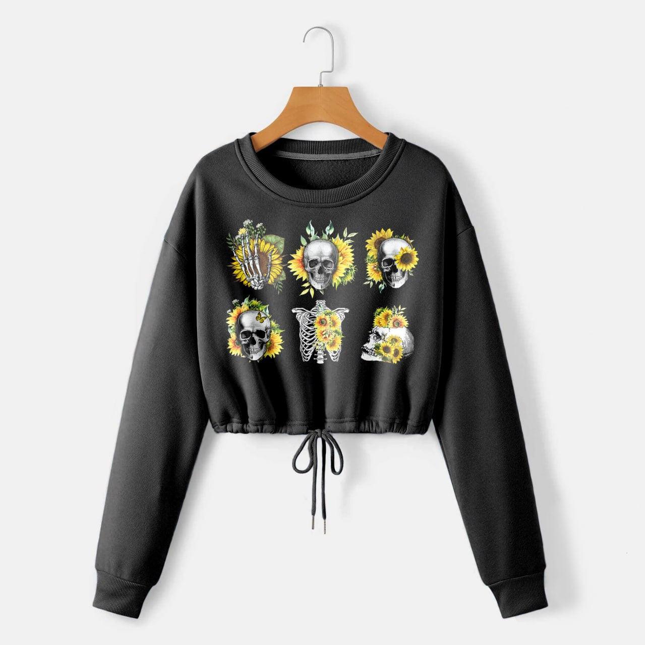 Skeleton Skull Gothic Combo Long Sleeve Sweatshirt and Leggings - Wonder Skull