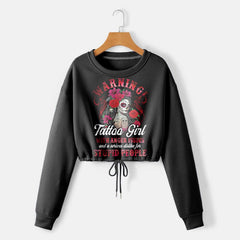 Warning Tattoo Girl Skull Gothic Combo Long Sleeve Sweatshirt and Leggings - Wonder Skull