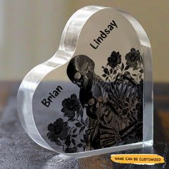 Hug You Forever - Customized Skull Couple Crystal Heart Anniversary Gifts - Wonder Skull