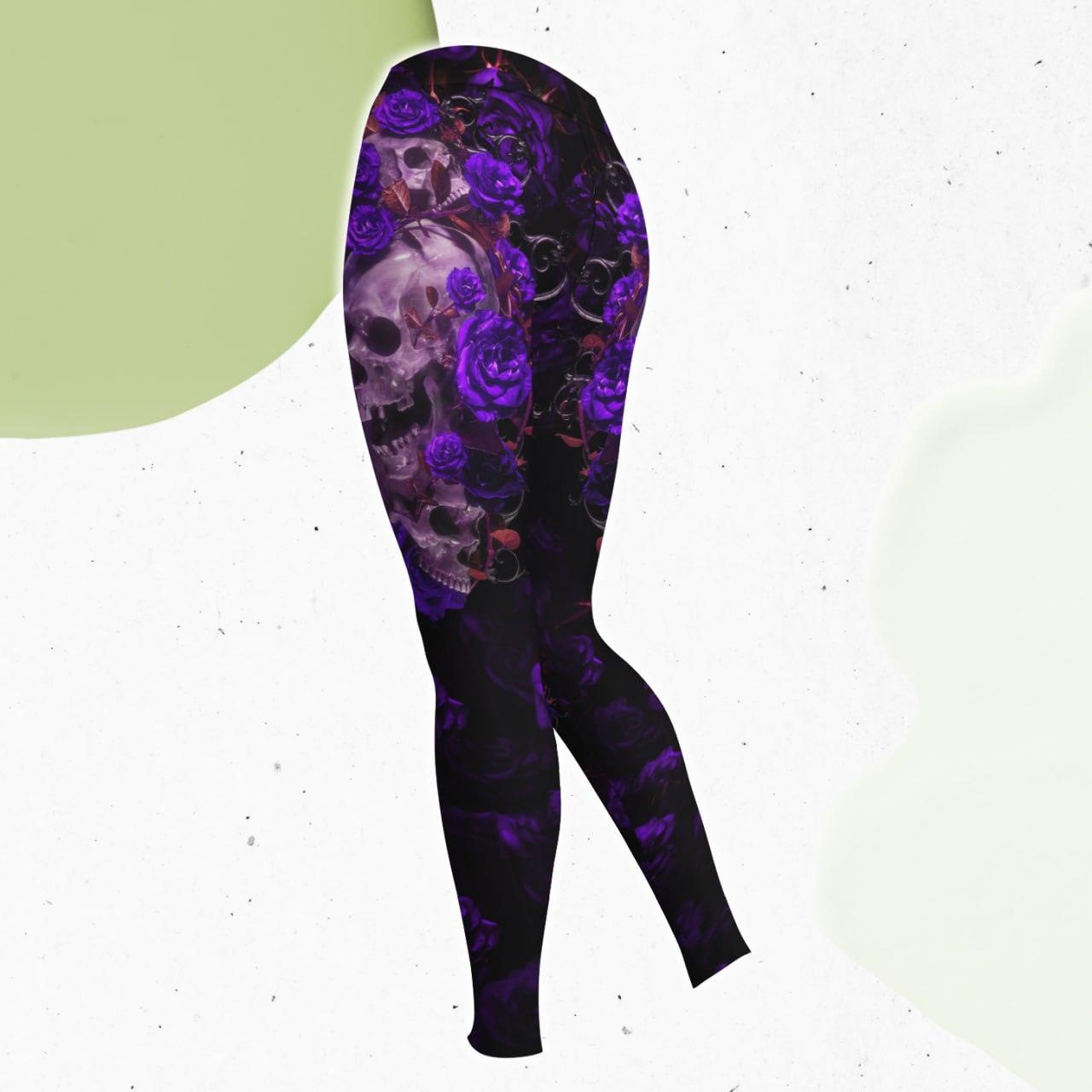 Purple Rose Skull Gothic Artwork Combo Hoodie and Leggings - Wonder Skull