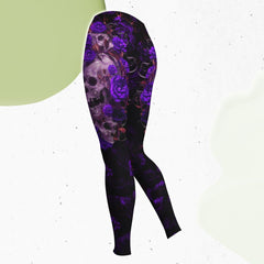 Purple Rose Skull Gothic Artwork Combo Hoodie and Leggings - Wonder Skull