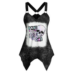 Have A Nice Day Funny V-Neck O Ring Tank Top - Wonder Skull