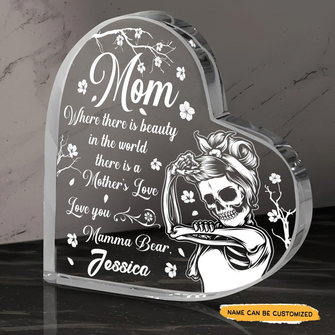 To Mom - Customized Skull Crystal Heart Mother's Day Gifts - Wonder Skull