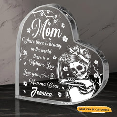 To Mom - Customized Skull Crystal Heart Mother's Day Gifts - Wonder Skull