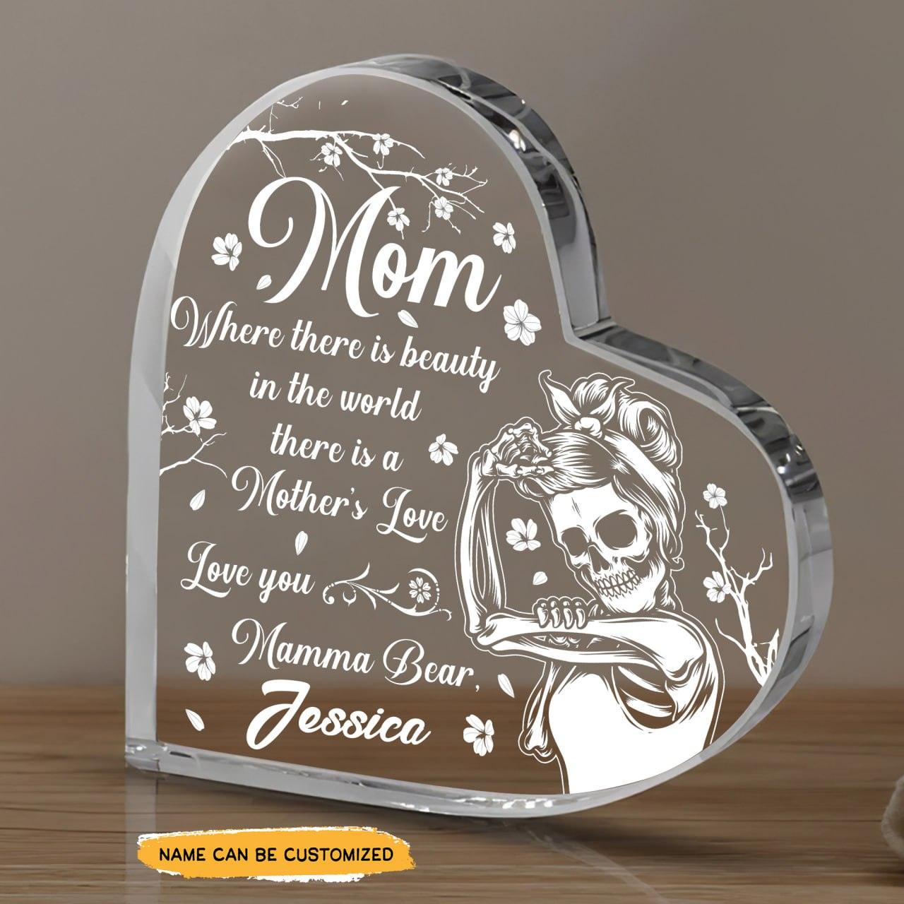 To Mom - Customized Skull Crystal Heart Mother's Day Gifts - Wonder Skull