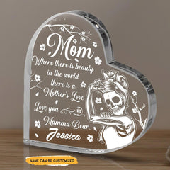To Mom - Customized Skull Crystal Heart Mother's Day Gifts - Wonder Skull