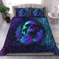 Purple Butterfly Skull With Flower Duvet Cover Set - Wonder Skull