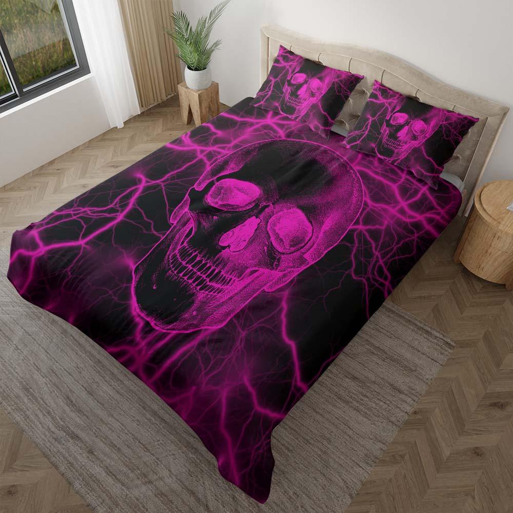 Purple Thunder Skull Duvet Cover Set - Wonder Skull