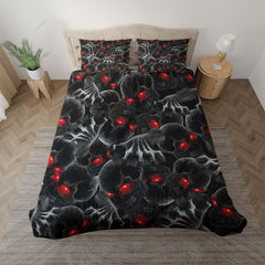 Red Eyes Devil Skull Duvet Cover Set - Wonder Skull