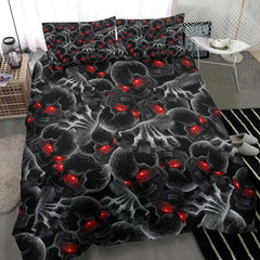 Red Eyes Devil Skull Duvet Cover Set - Wonder Skull