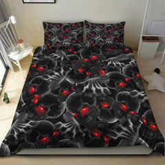 Red Eyes Devil Skull Duvet Cover Set - Wonder Skull