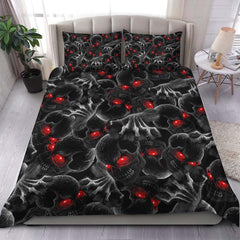 Red Eyes Devil Skull Duvet Cover Set - Wonder Skull
