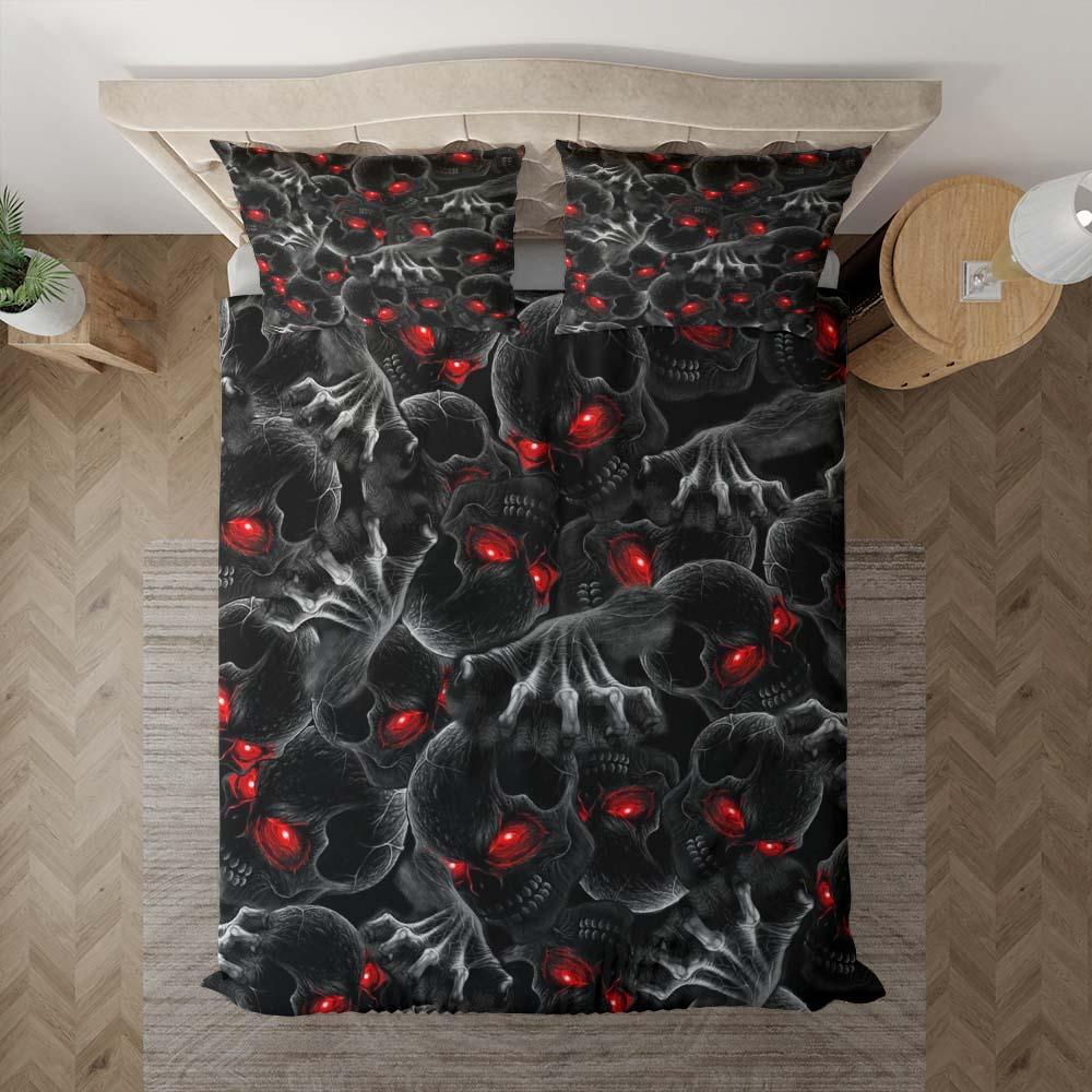 Red Eyes Devil Skull Duvet Cover Set - Wonder Skull