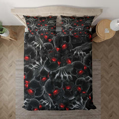 Red Eyes Devil Skull Duvet Cover Set - Wonder Skull