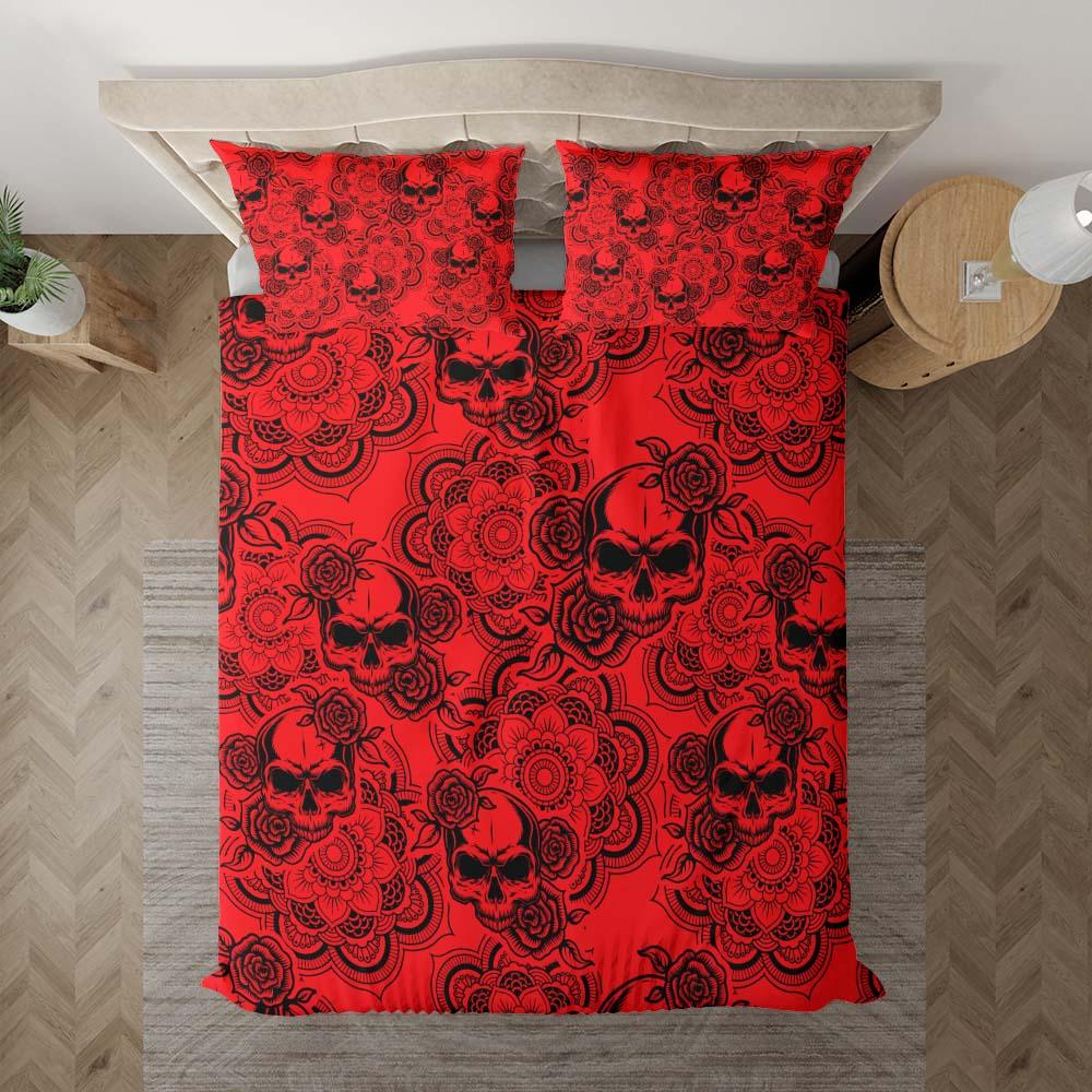 Red Mandala Skull Pattern Duvet Cover Set - Wonder Skull