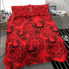 Red Mandala Skull Pattern Duvet Cover Set - Wonder Skull