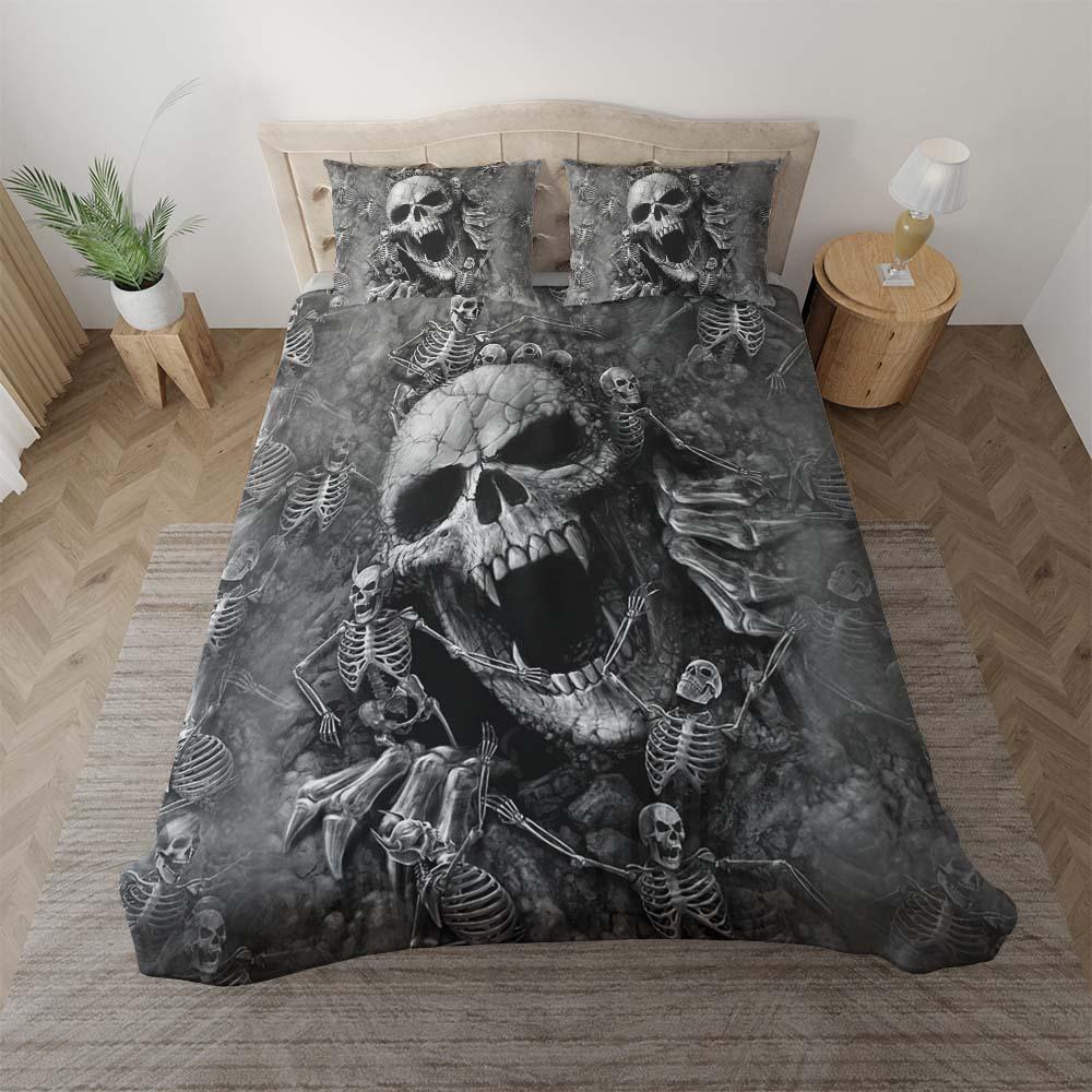 Scary Skull Death Ripping Through Duvet Cover Set - Wonder Skull