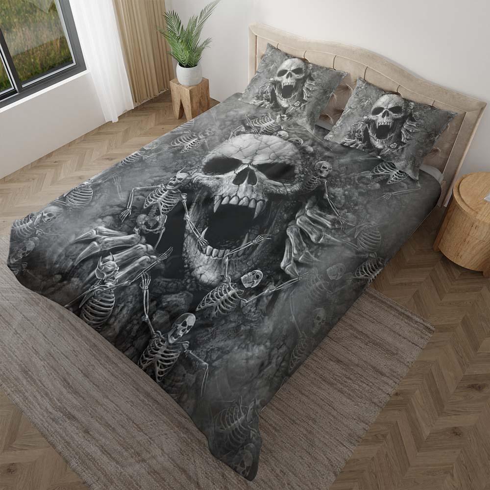 Scary Skull Death Ripping Through Duvet Cover Set - Wonder Skull
