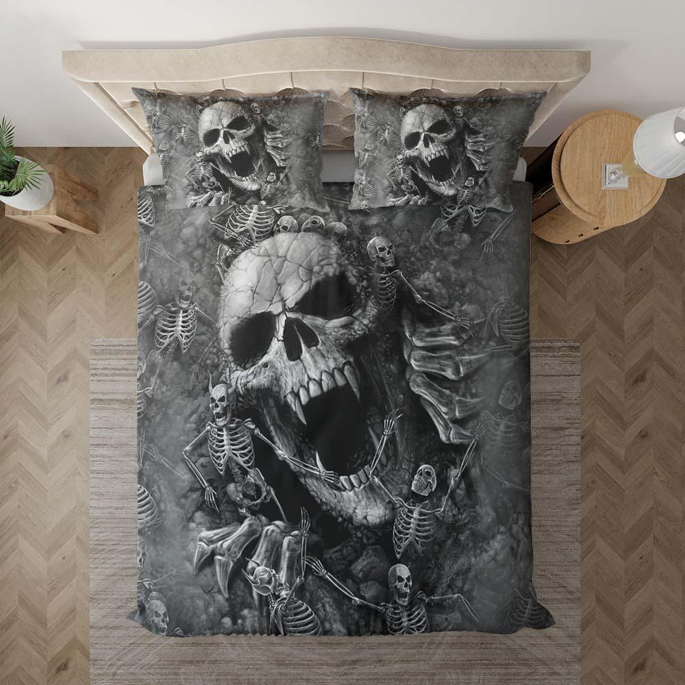 Scary Skull Death Ripping Through Duvet Cover Set - Wonder Skull