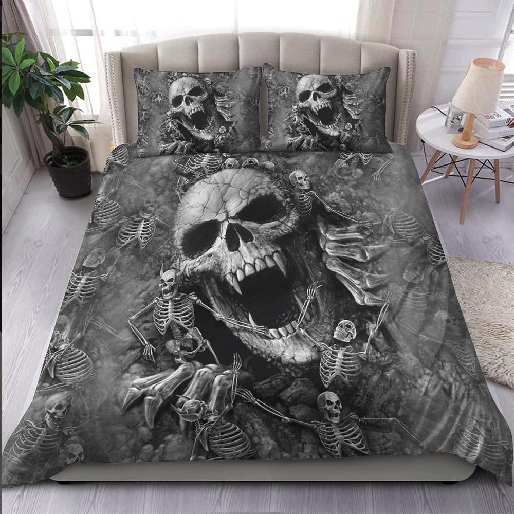 Scary Skull Death Ripping Through Duvet Cover Set - Wonder Skull