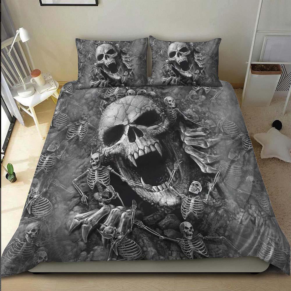 Scary Skull Death Ripping Through Duvet Cover Set - Wonder Skull