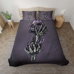 Skeleton Hand Hold Purple Skull Duvet Cover Set - Wonder Skull