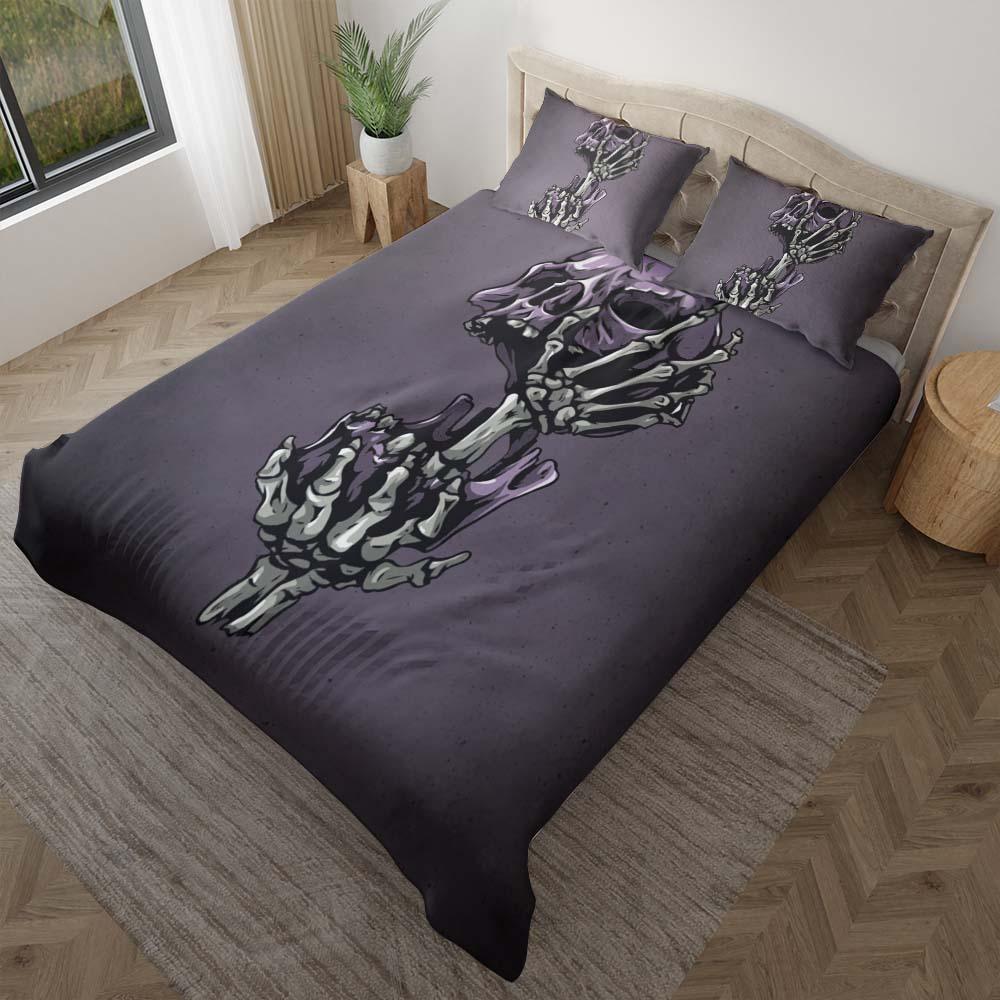 Skeleton Hand Hold Purple Skull Duvet Cover Set - Wonder Skull